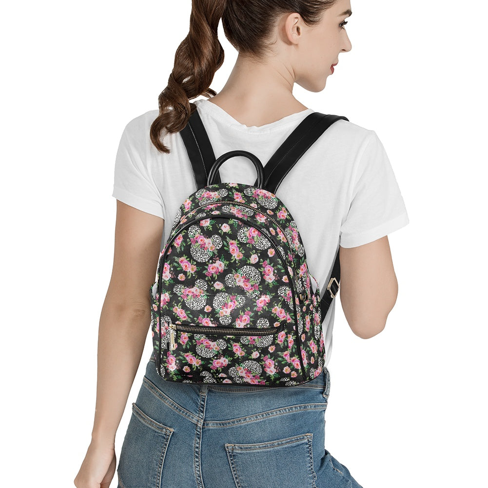 Floral Cheetah Black Casual Backpack for women