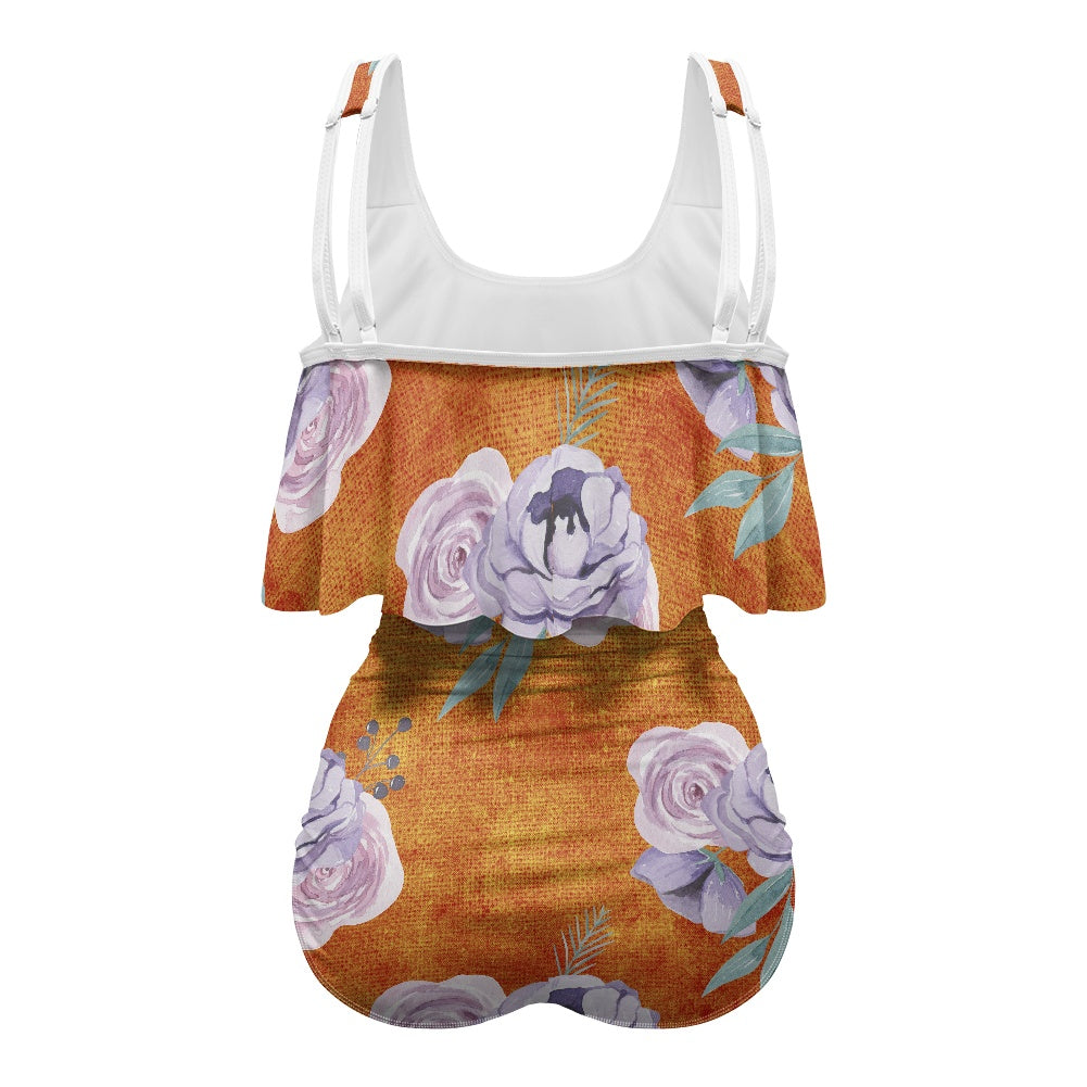 Orange and Purple Floral  Bikini swimsuit