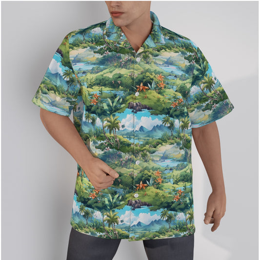 Beaches Men's Hawaiian Shirt With Button Closure