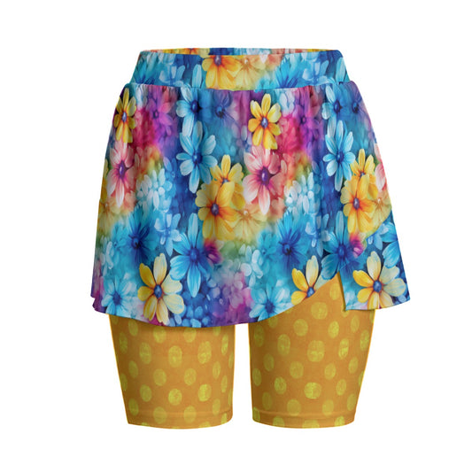 Watercolor Floral Women's Sports Skorts