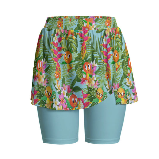 Tropical Orange Bird Women's Sports Skorts