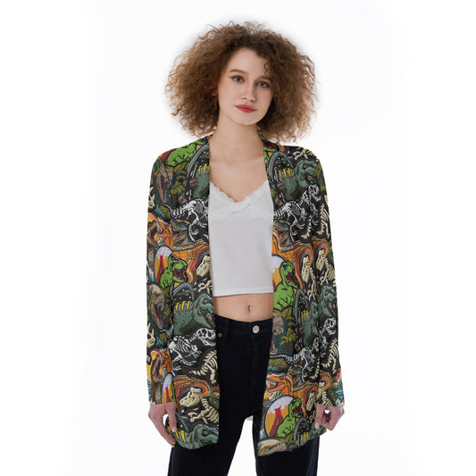 Dino Patch Women's Cardigan With Pocket