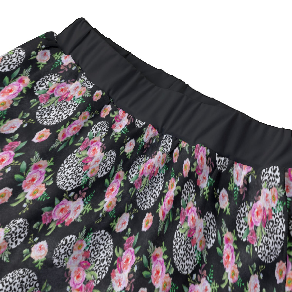 Floral Cheetah Black Women's Sports Skorts