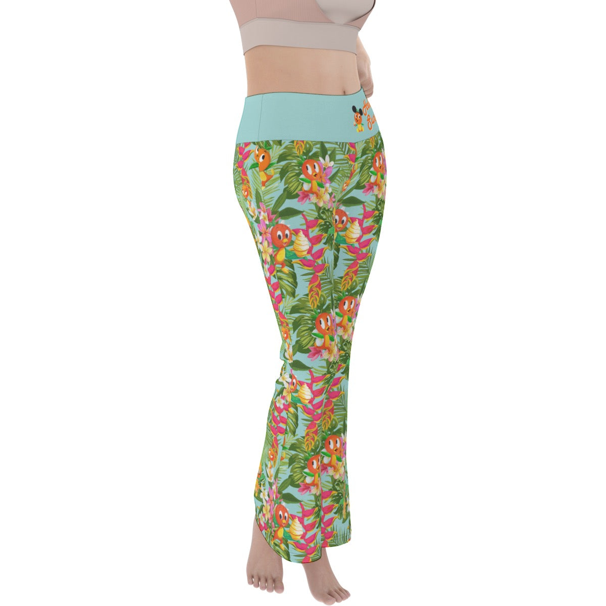 Tropical Orange Bird Women's Flare Yoga Pants