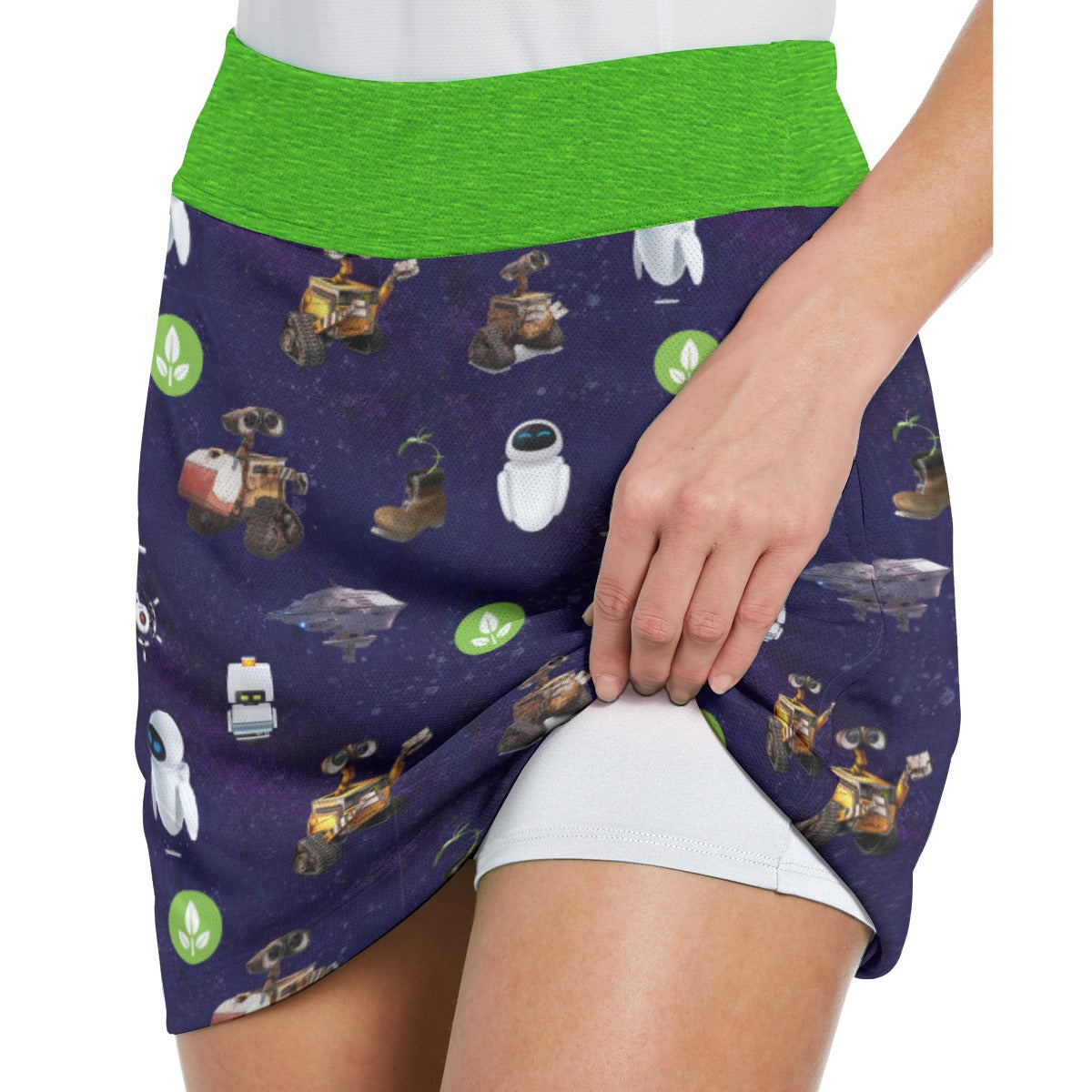 Space Robots Women's Middle-Waisted Skorts