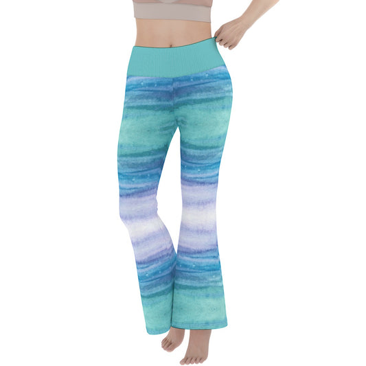 Aqua Tie Dye Women's Flare Yoga Pants