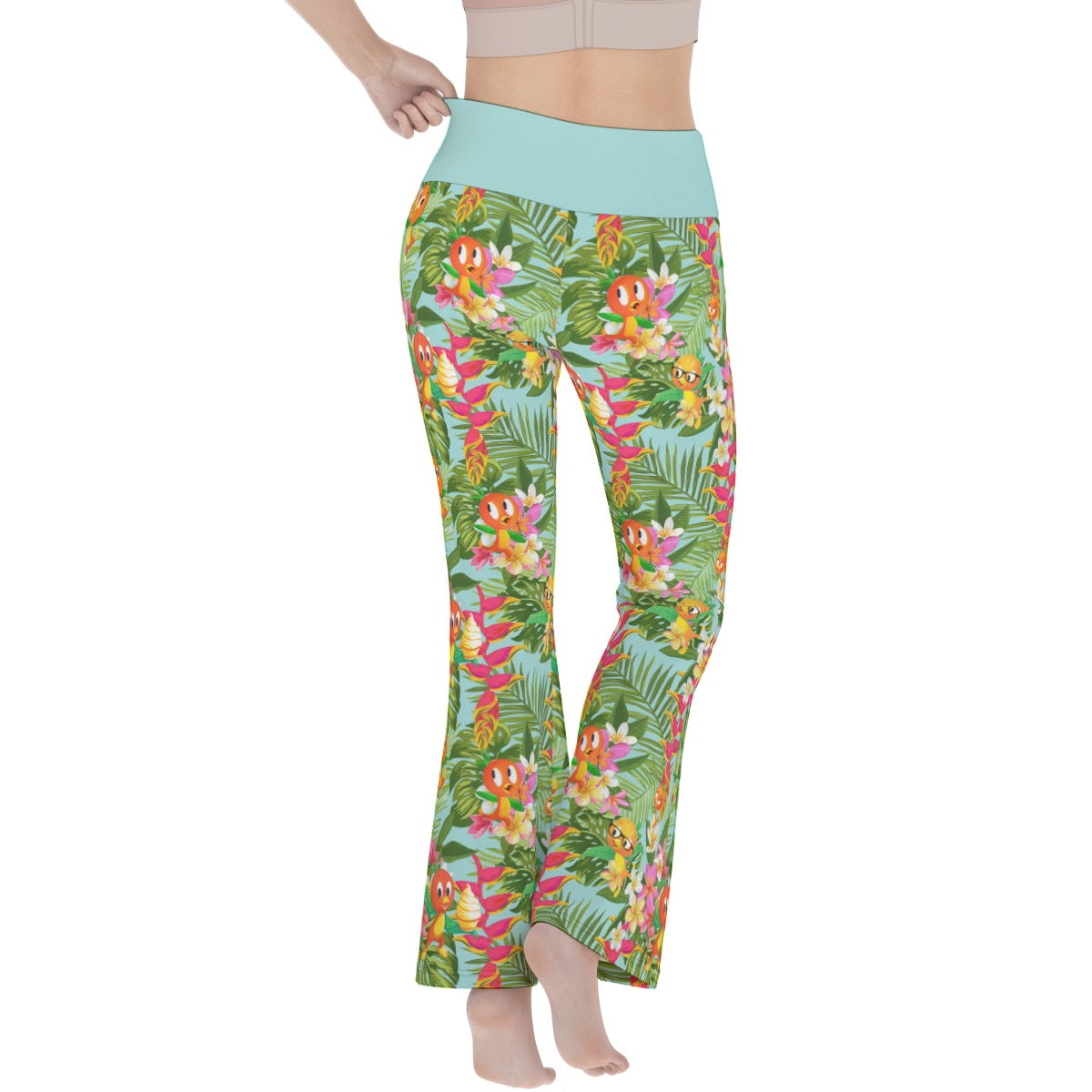 Tropical Orange Bird Women's Flare Yoga Pants