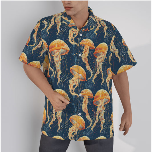 Jellyfish Men's Hawaiian Shirt With Button Closure