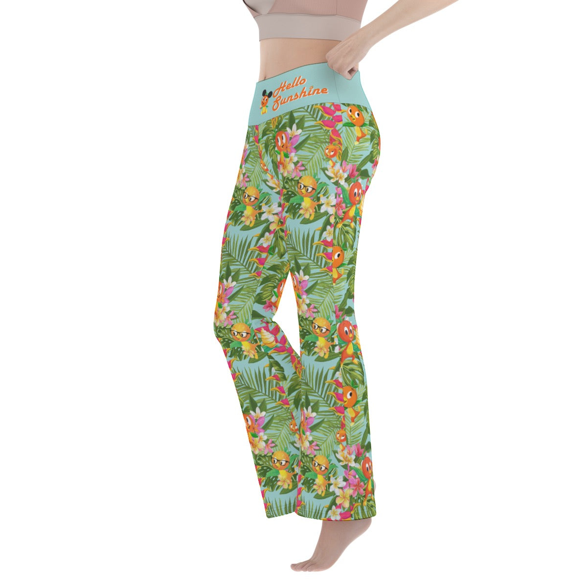 Tropical Orange Bird Women's Flare Yoga Pants