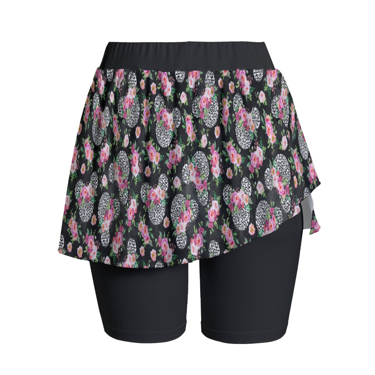 Floral Cheetah Black Women's Sports Skorts