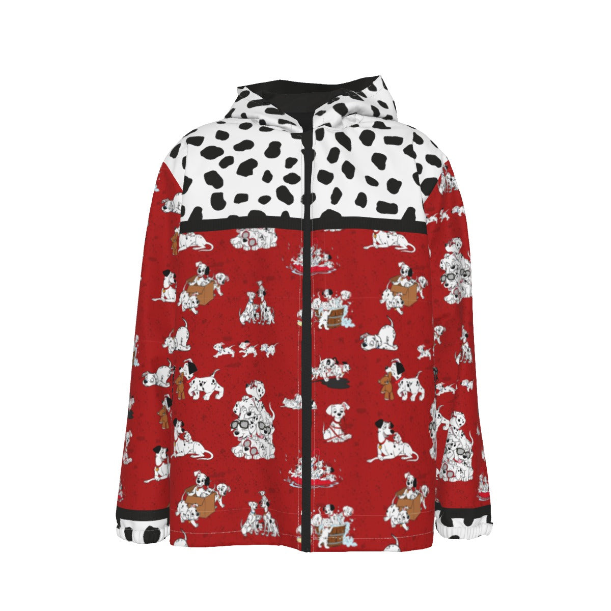 Dalmatians Men's Hooded Zipper Windproof Jacket (Water Resistant)