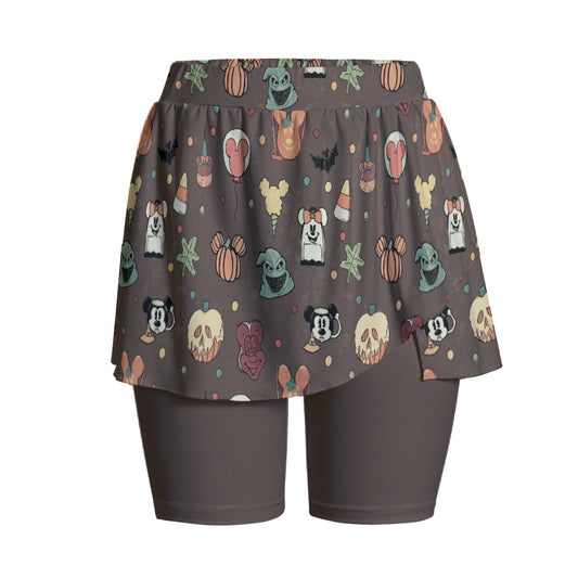 Boho Halloween Brown Women's Sports Skorts