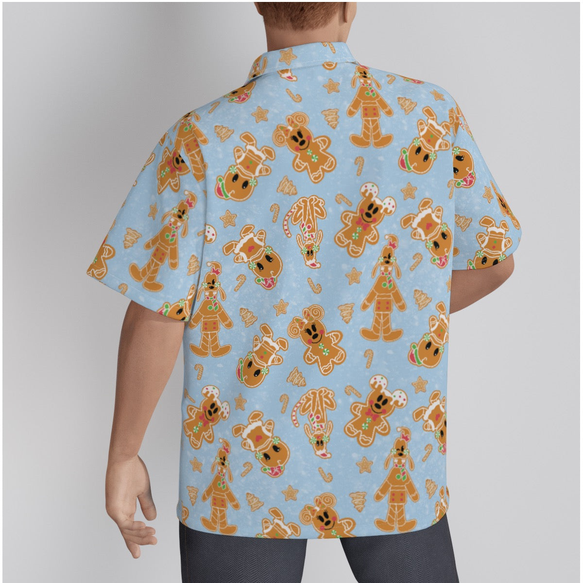 Gingerbread Cookie Pals Men's Hawaiian Shirt With Button Closure