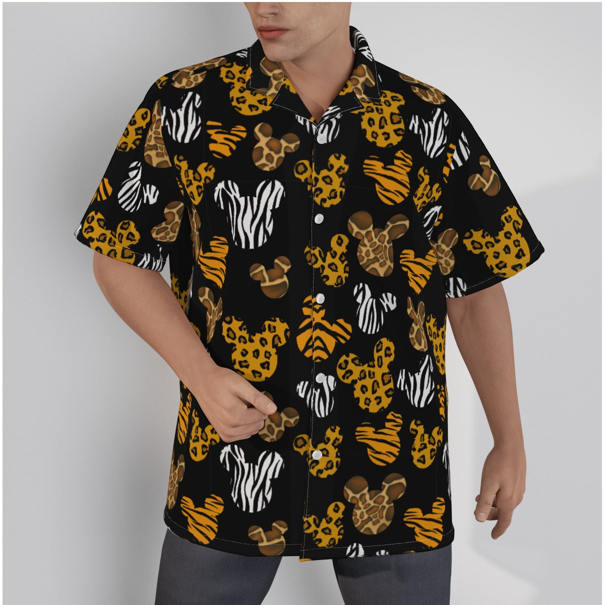 Safari Ears Men's Hawaiian Shirt With Button Closure