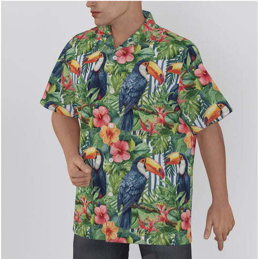 Toucans Men's Hawaiian Shirt With Button Closure