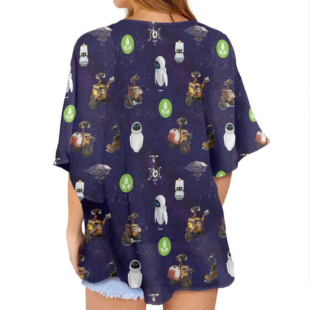 Space Robots Women's cardigan chiffon shirt