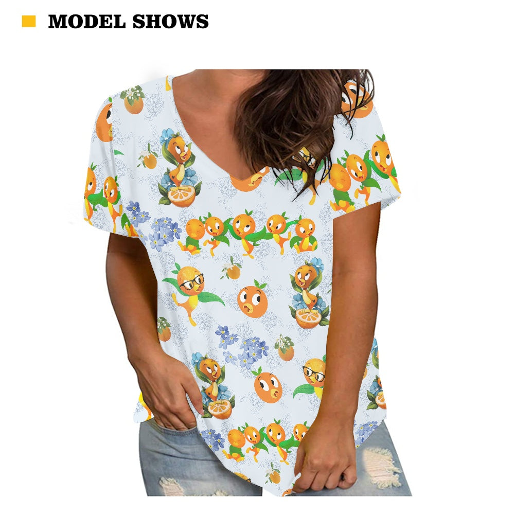 Classic Orange Bird Women's V-neck Top