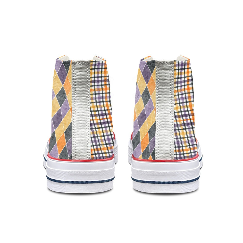 Harlequin Plaid High Top Canvas Shoes