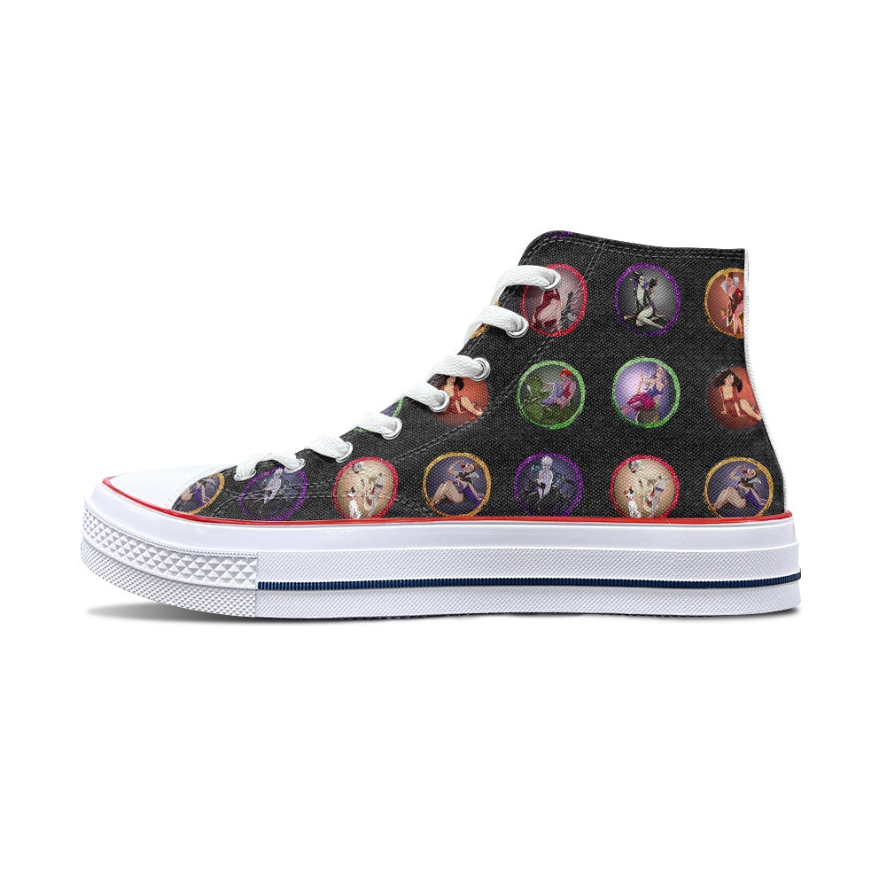 Villain Babes High Top Canvas Shoes