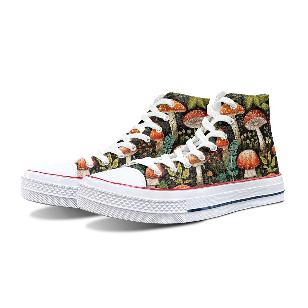 Burnt Orange Mushroom High Top Canvas Shoes