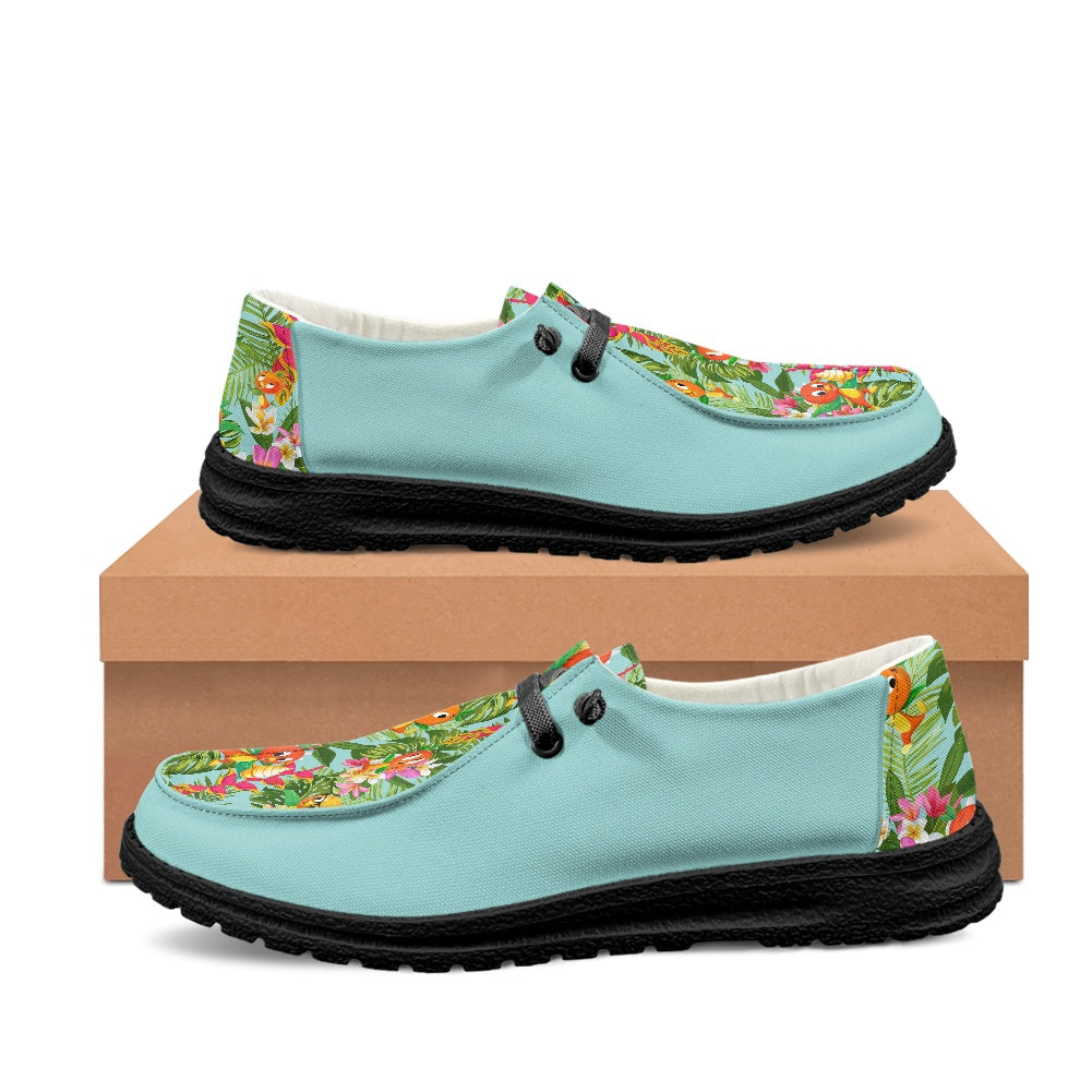 Tropical Orange Bird Men's Lace Up Loafers