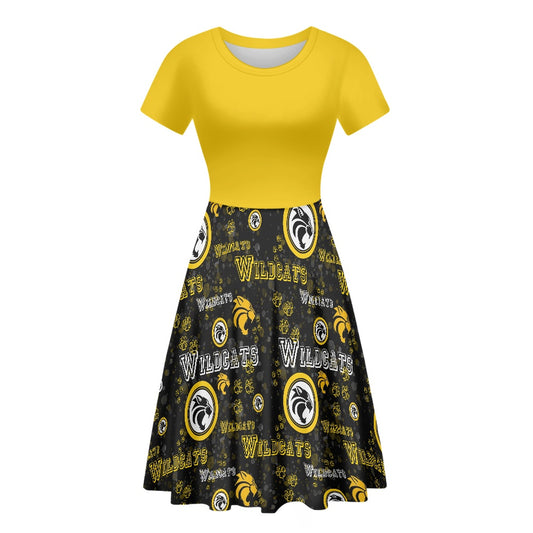 Wildcats All-Over Print Women's Short Sleeve Dress