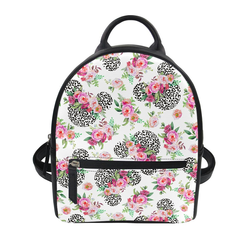 Floral Cheetah White Small Backpack