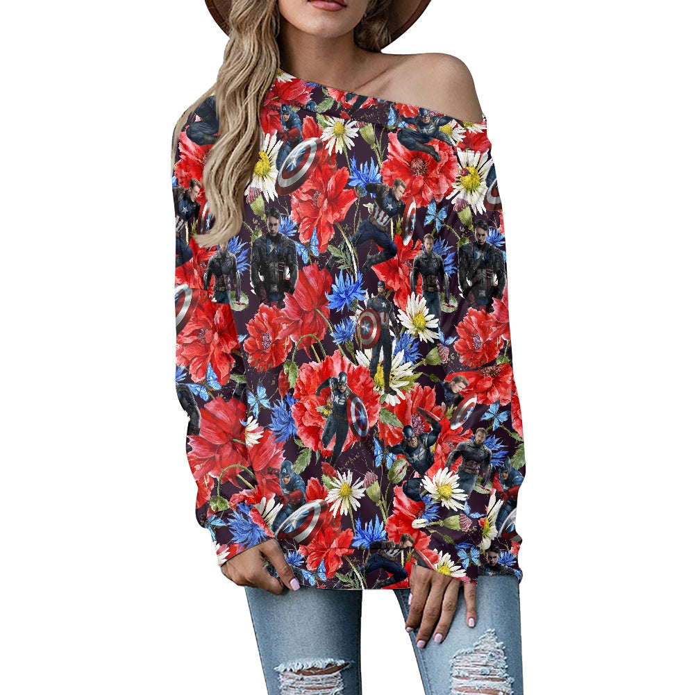 Floral Cap Women's one-shoulder top