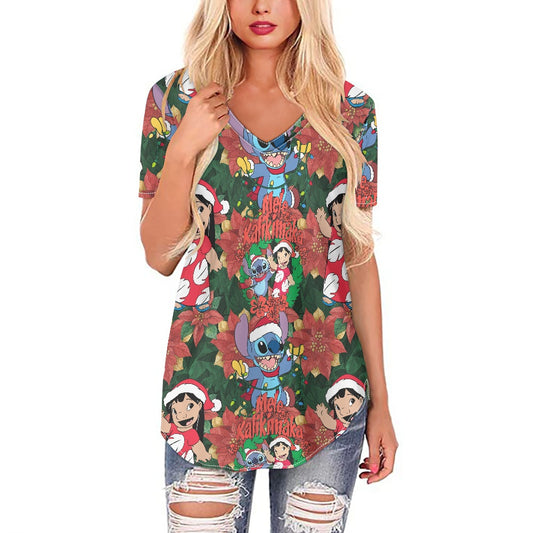 Hawaiian Christmas Women's V-neck Top