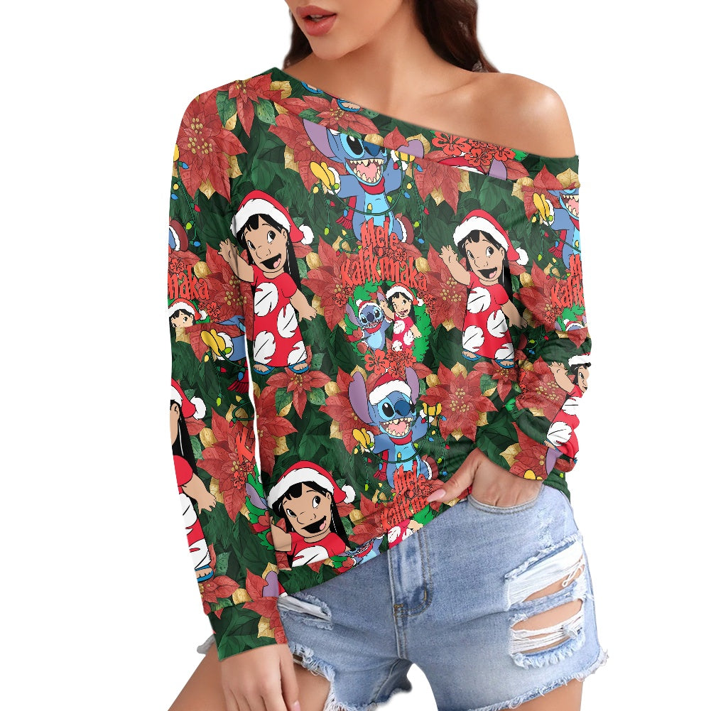 Hawaiian Christmas Women's one-shoulder top