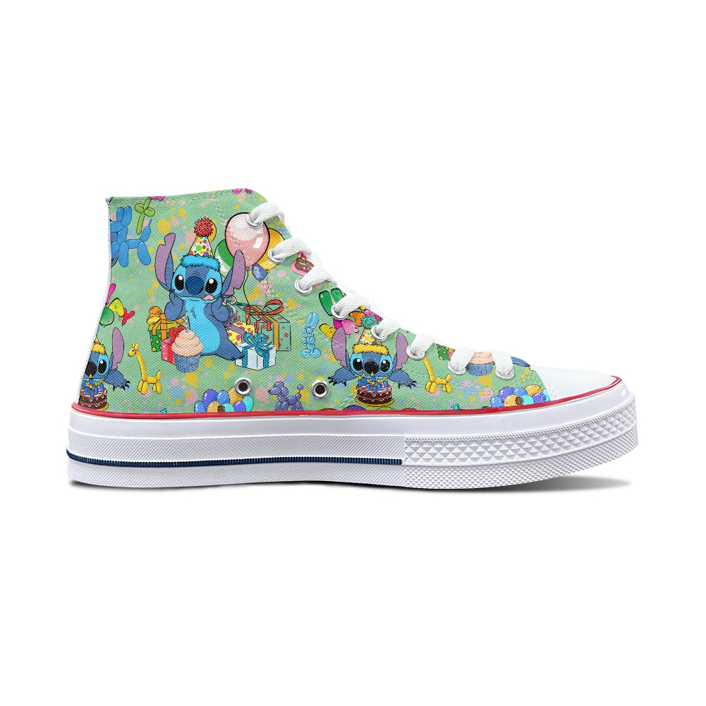 Birthday Alien High Top Canvas Shoes