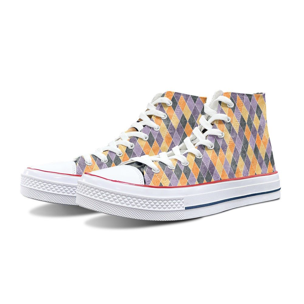 Harlequin Plaid High Top Canvas Shoes
