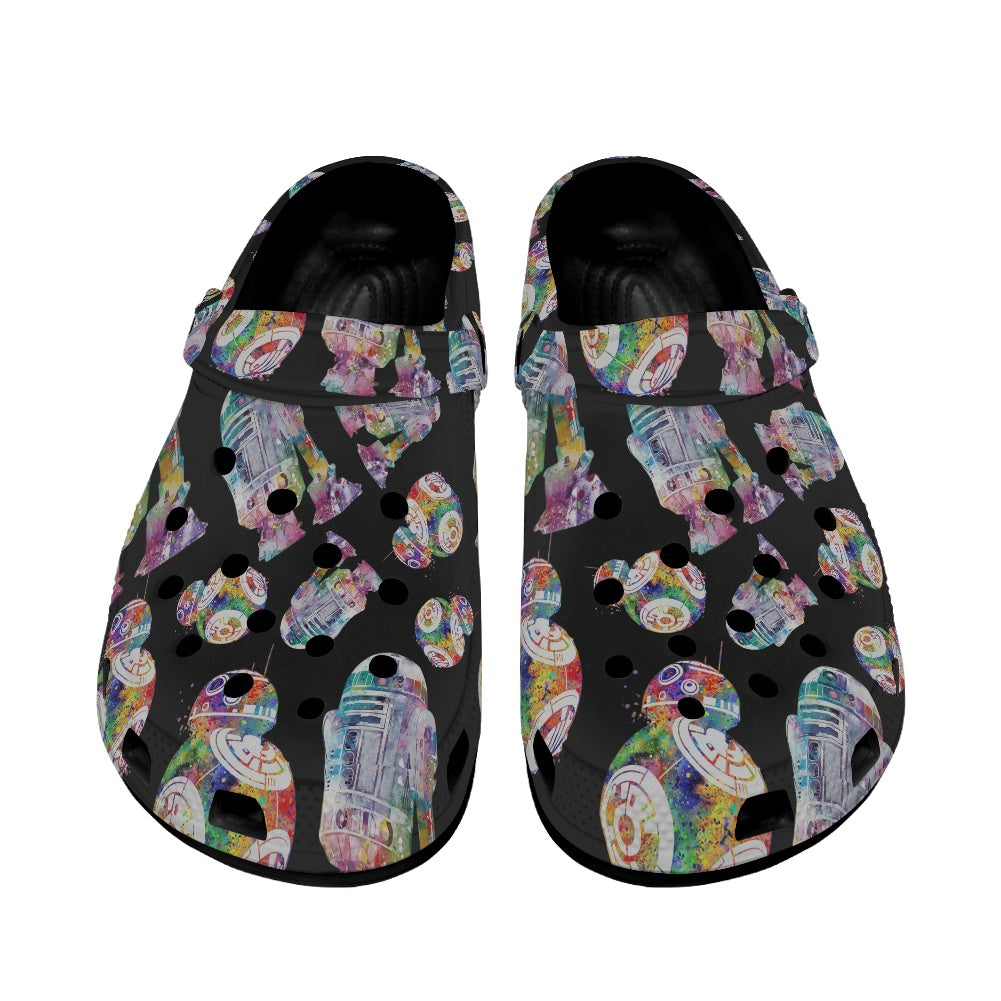 Rainbow Droids Adult Crocs Black Sole