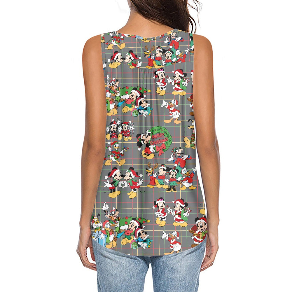 Christmas Buddies Women's Sleeveless V-Neck Top