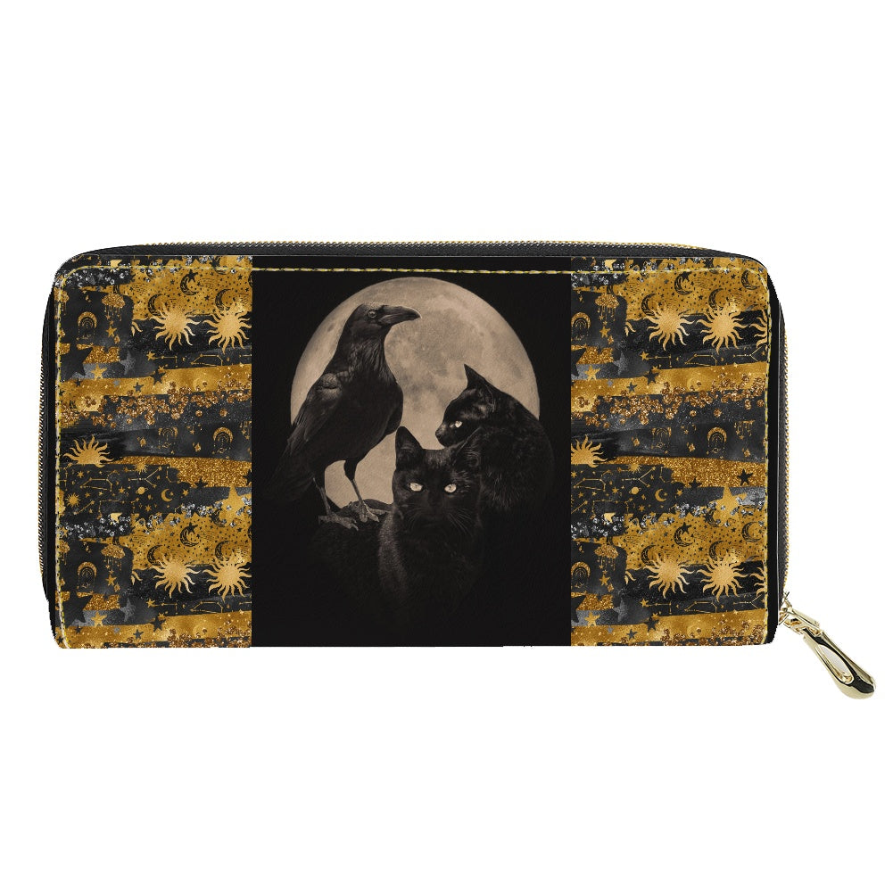 Cats and Raven PU wallet (nylon zipper)