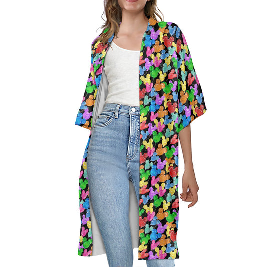 Mouse Balloons Women's Half Sleeve Kimono Cardigan