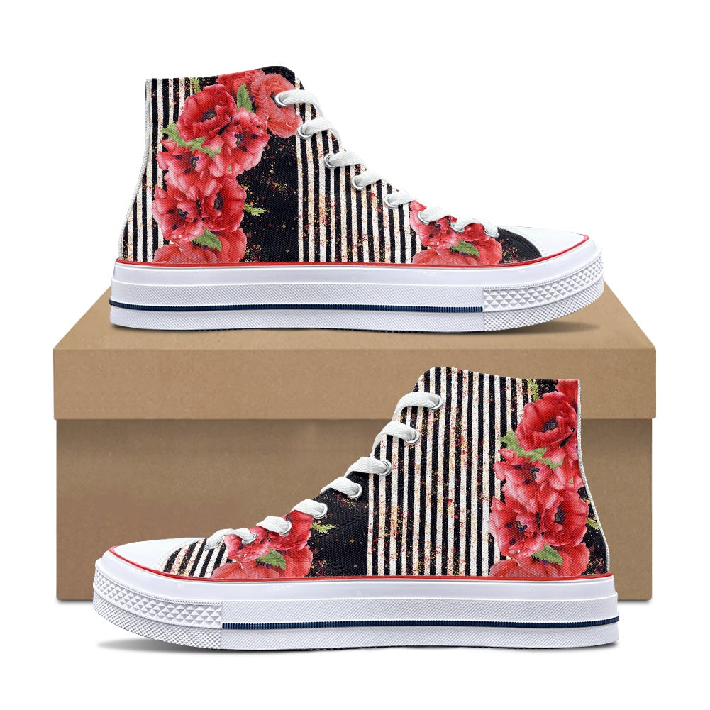 Poppy Stripe High Top Canvas Shoes