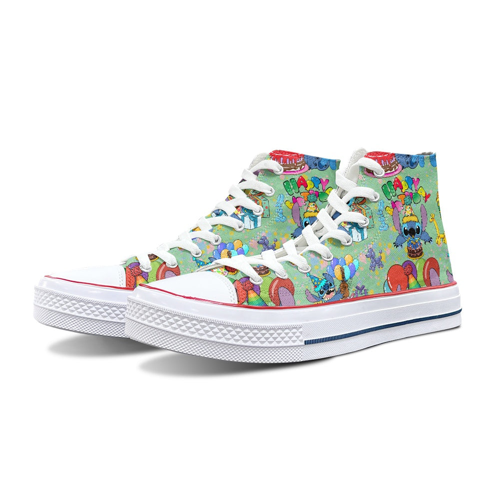 Birthday Alien High Top Canvas Shoes