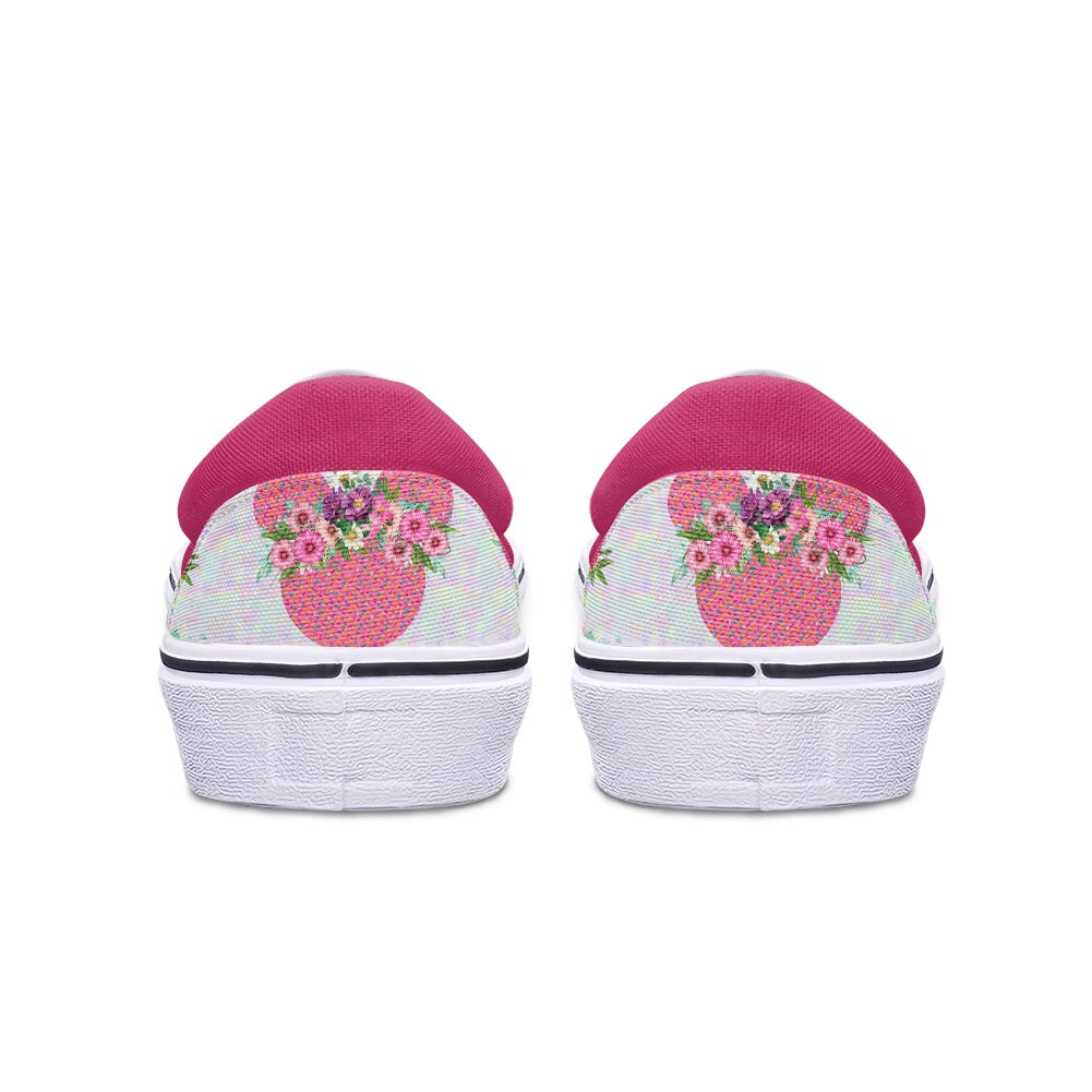 Pink Floral Crown Pedal canvas shoes for Adult