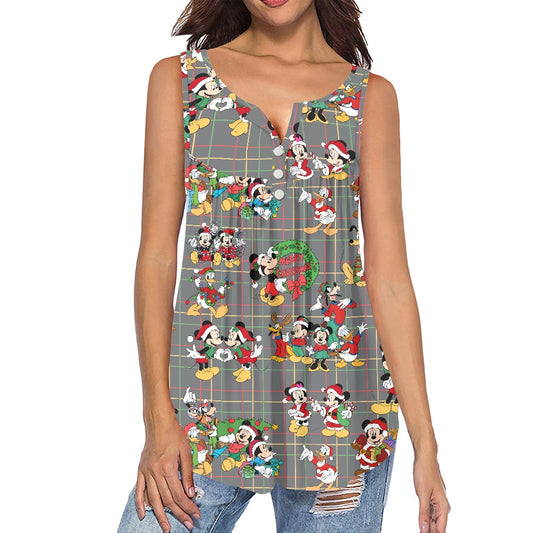 Christmas Buddies Women's Sleeveless V-Neck Top