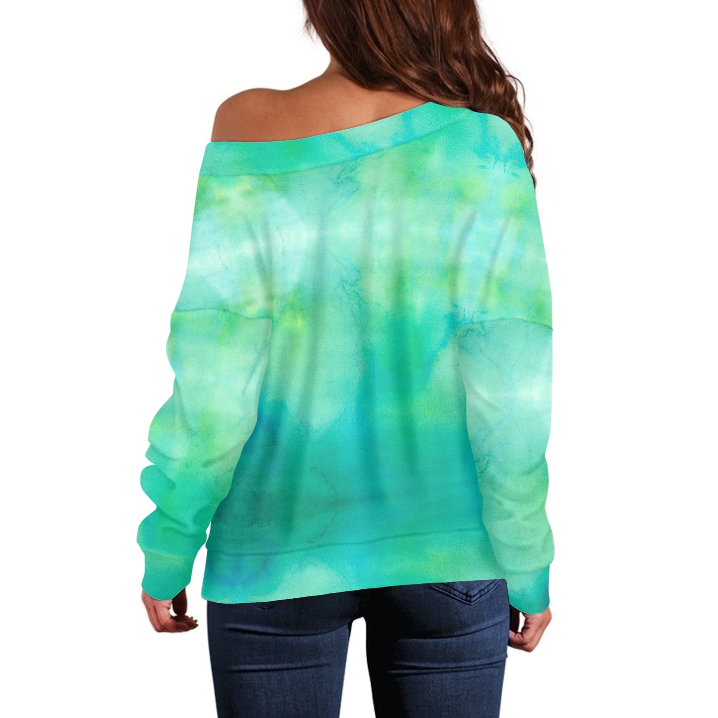 Light Aqua Tie Dye Women's one-shoulder top