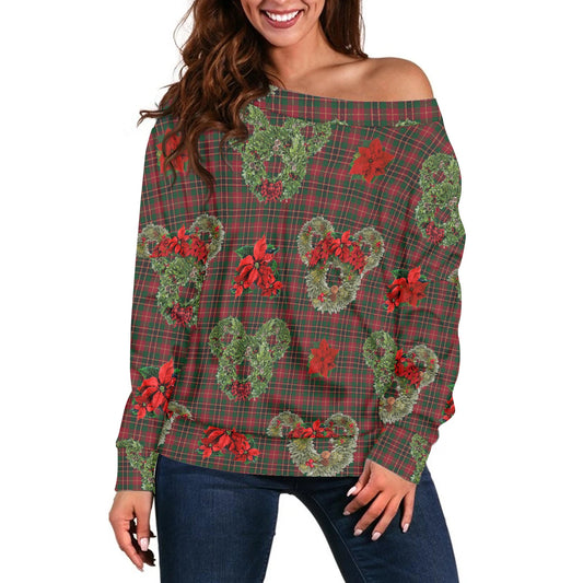 Christmas Wreaths Women's one-shoulder top