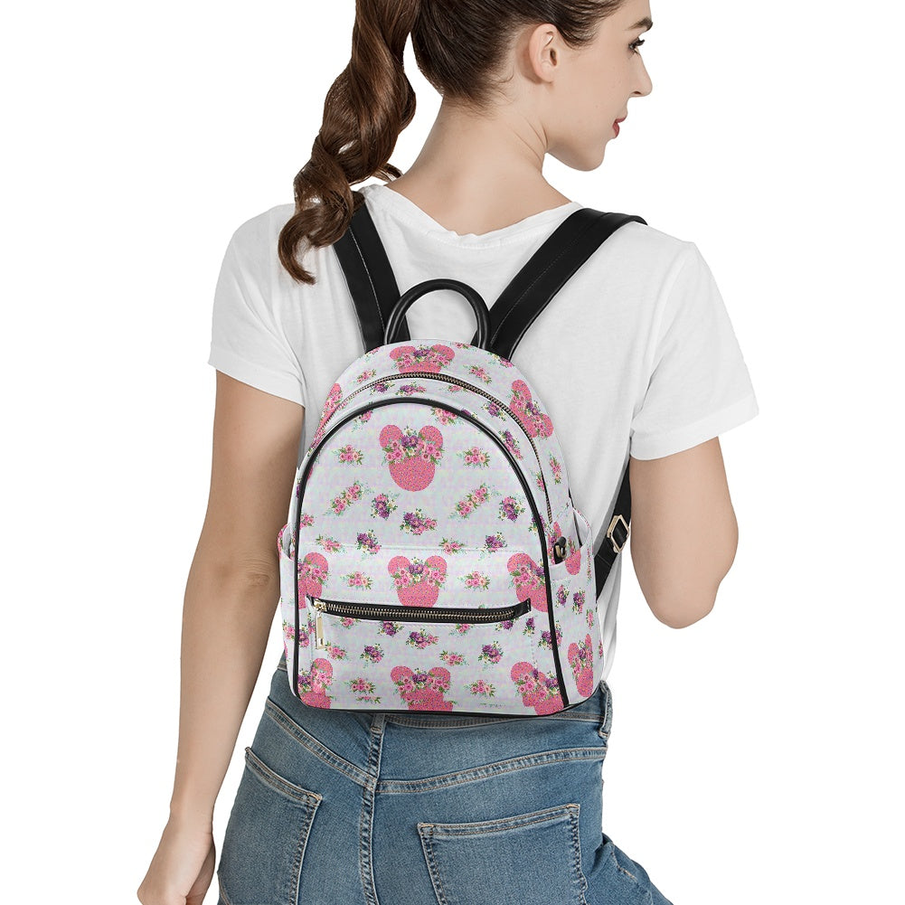 Pink Floral Crown Casual Backpack for women