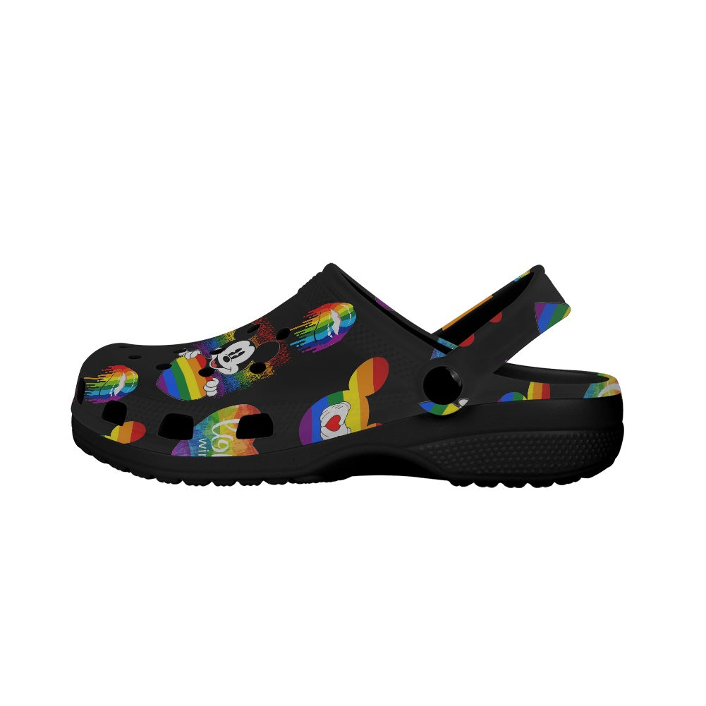 Mouse Pride Crocs Black Sole