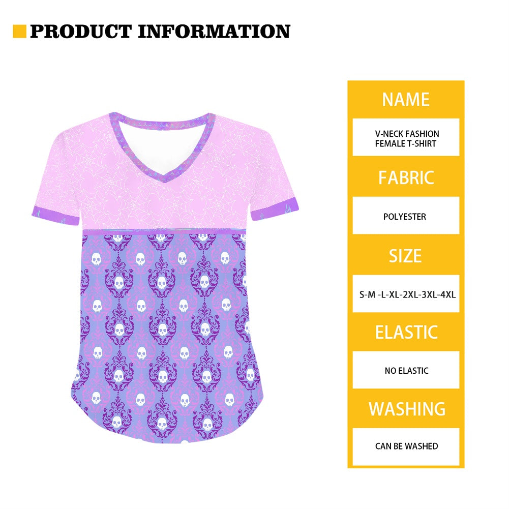 Purple Skull Women's V-neck Top