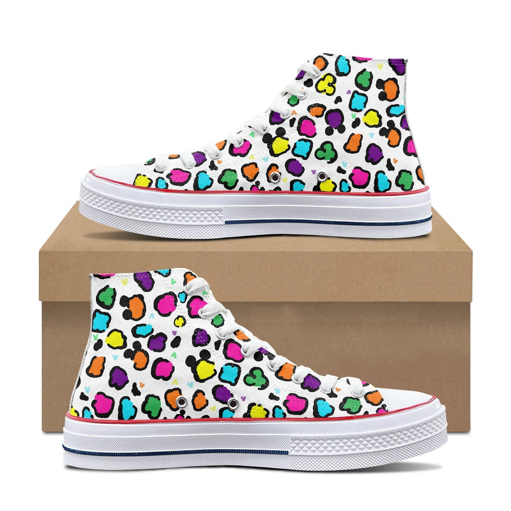 Neon Spots High Top Canvas Shoes