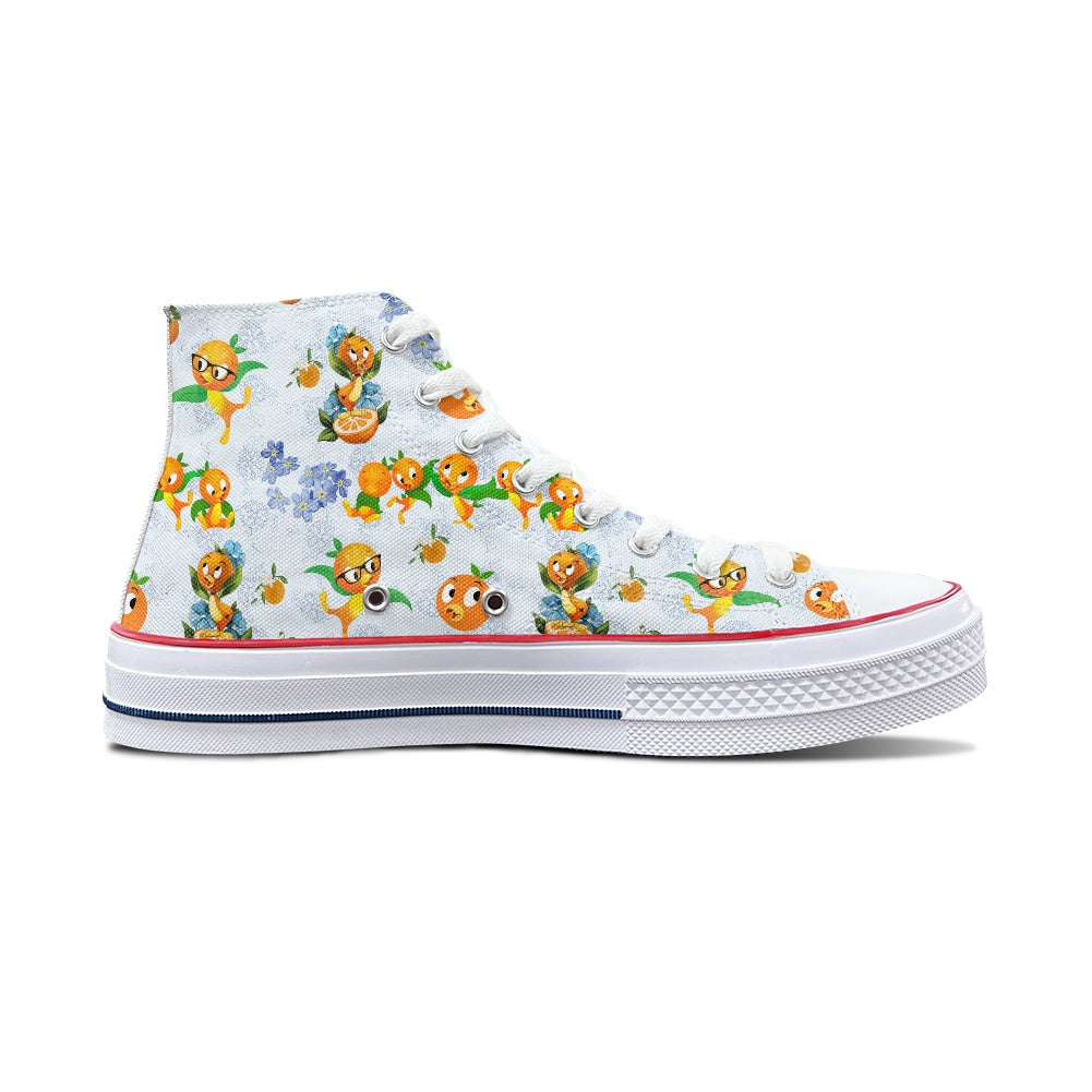 Classic Orange Bird High Top Canvas Shoes