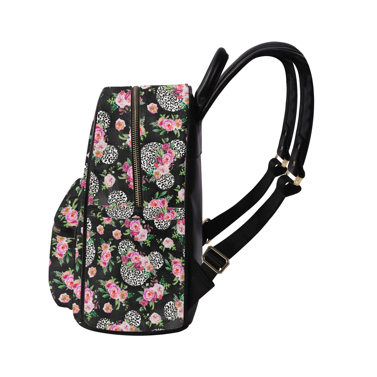 Floral Cheetah Black Casual Backpack for women