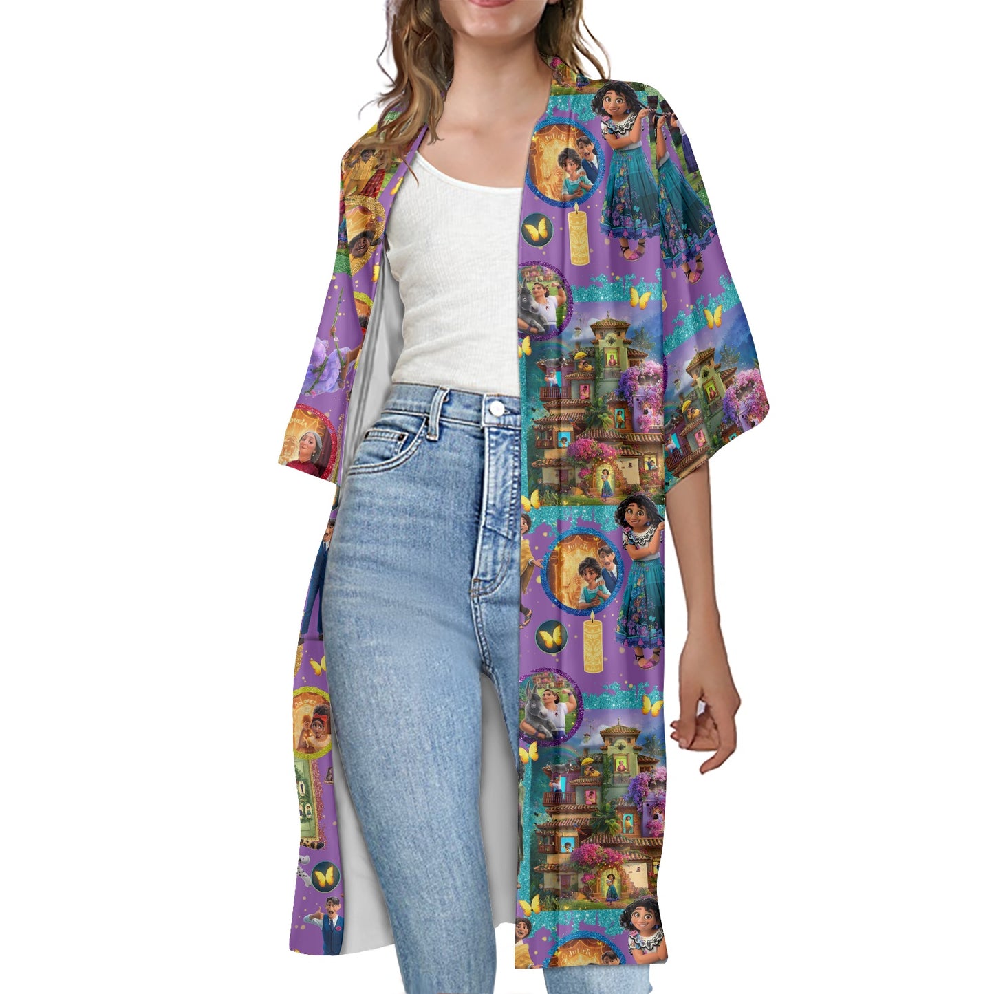 Magic Family Women's Half Sleeve Kimono Cardigan