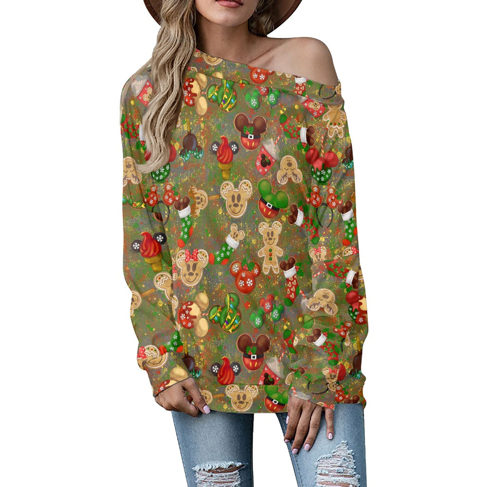 Christmas Cookie Women's one-shoulder top